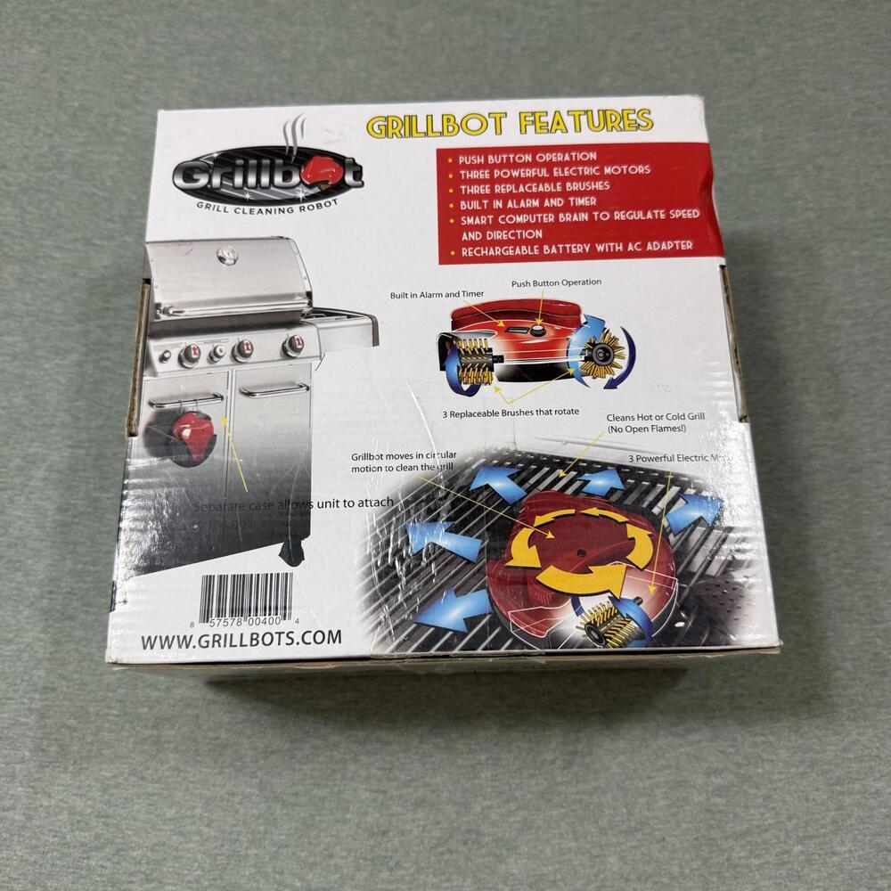Grillbot Automatic Grill Cleaning Robot Red Nylon Brushes  & Charger New - Picture 2 of 3